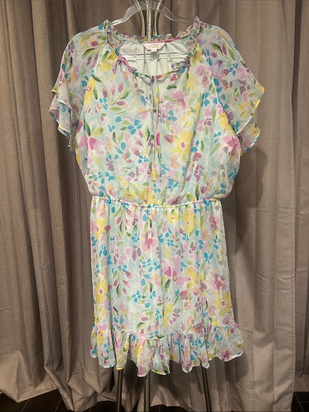 LC Lauren Conrad Pastel Floral Tie-Neck Ruffle Dress - Multicolor